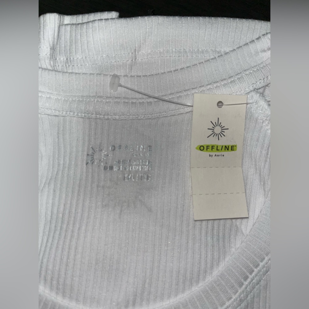 aerie OFFLINE White Ribbed Long Sleeve Tee